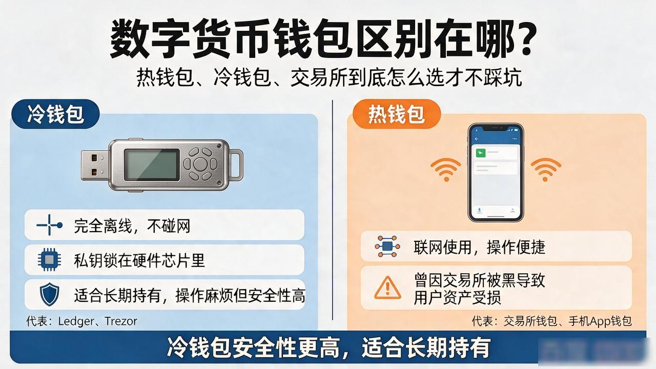加密货币钱包安全选择指南_热钱包冷钱包交易所托管区别_数字货币钱包区别
